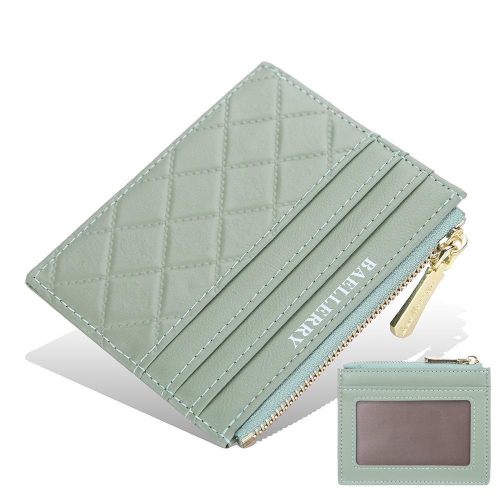 BAELLERRY Women's Multi-color Korean Style Embossed Thin Zipper Card Holder