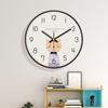 Cute Kitten Cartoon Wall Clock Minimalist Nursery Decor with Sweet Cat Design Silent Non-Ticking Easy To Read for Kids Bedroom