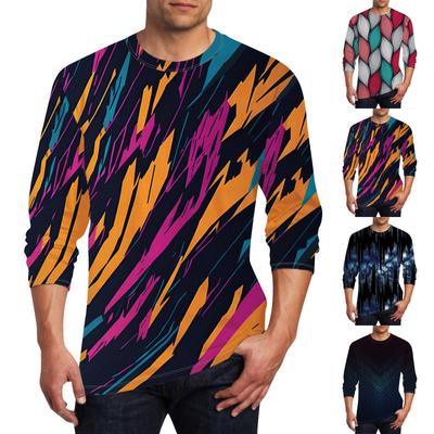 Herren T-Shirt O-Ausschnitt Kleidung Bekleidung Outdoor Langarm Print Mode Designer Vintage