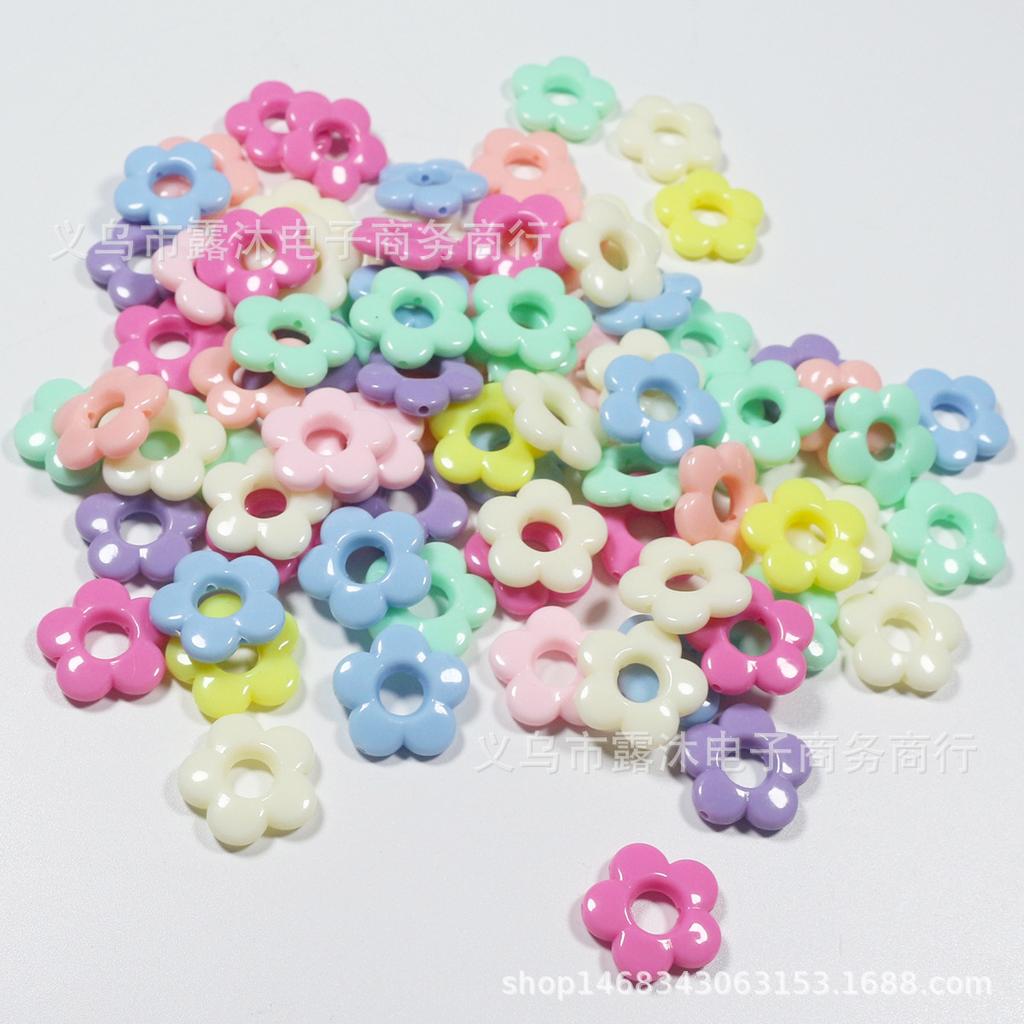 Spring Color 19*5mm Hollow Five-Petal Flower Beads, Mixed Colors, Large Hole for DIY Beading