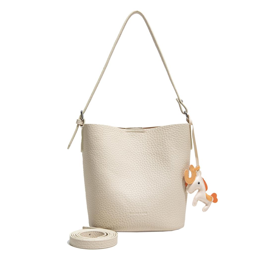 Retro Lychee Muster Pendler Bucket Bag Damen Trend Vielseitig Lässig Einfache Schulter Messenger Bag