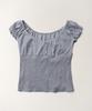Tudument Eyelet Off-Shoulder T-Shirt_Melange Gray