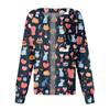 Jachetă Top Casual de Modă pentru Femei, cu Mâneci Lungi, Guler Înalt, cu Nasturi pe o Parte, Imprimeu Floral, pentru Îngrijitor