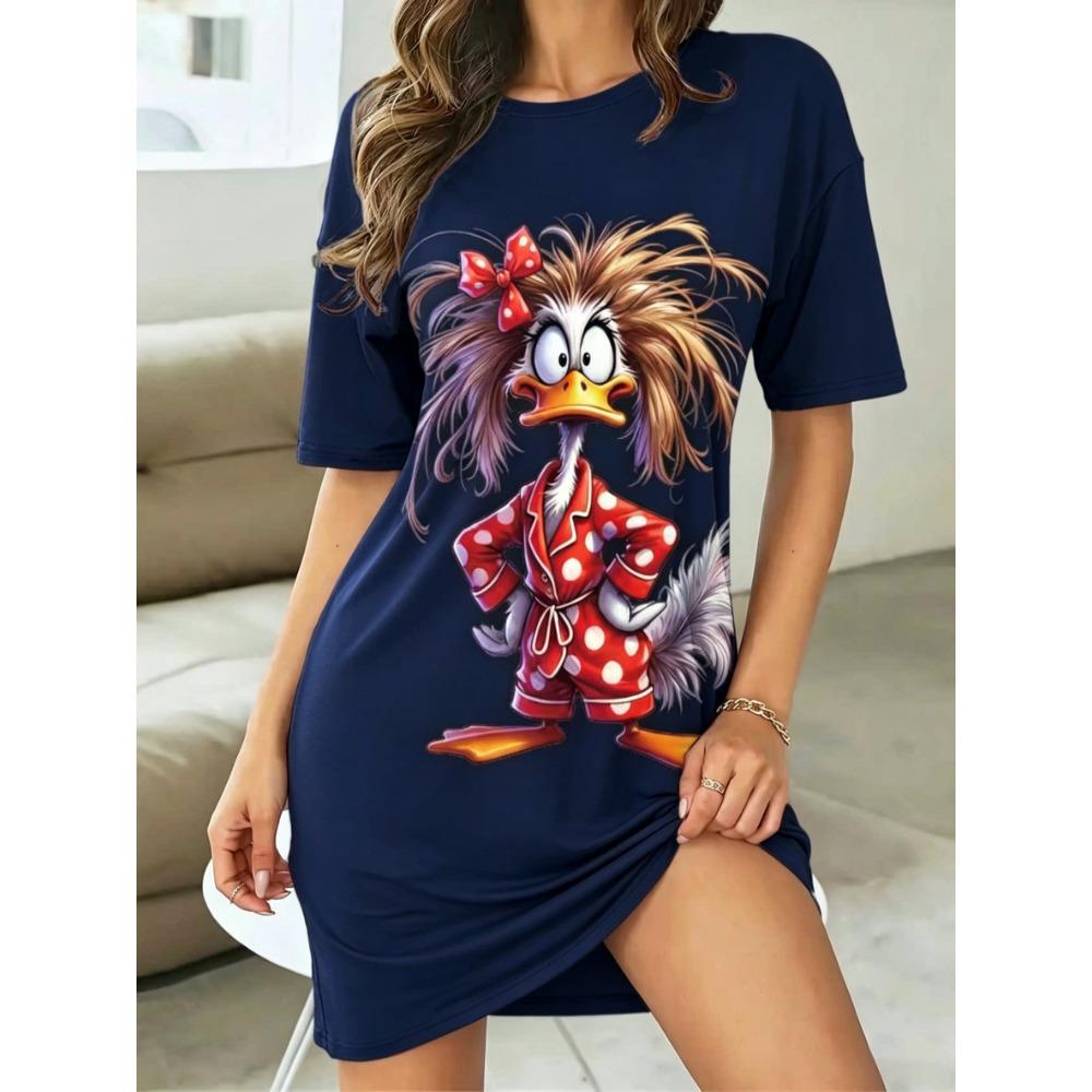 Women'S Letter Print Nightgown, Comfortable Choice for Night