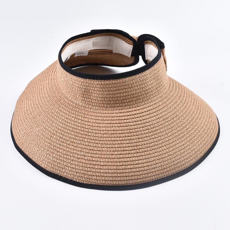 Summer Empty Top Straw Hat For Women Foldable Wide Large Brim Bowknot Sun Hat Travel Beach UV Protection Caps