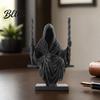 Unique Gothic Home Decor 3D Printed Sitting Reaper Statue, Faceless Man In Black Robe On Swing Sculpture Figurine, Cloak Ornament, Dark Style Figurine