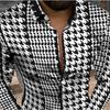 Herren Karo Muster Bedruckte Langarmhemden Lässiger Cardigan Neue Knöpfe Urlaubsmode Hemden