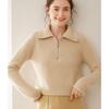 Women's Solid Cashmere Ribbed Half-Zip Sweater - Autumn/Winter