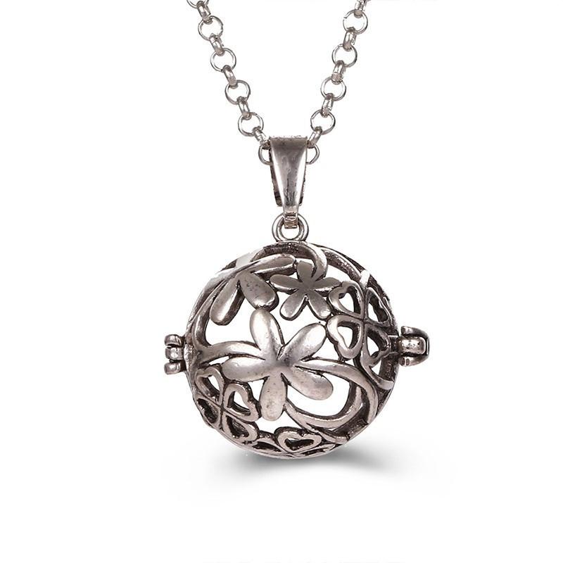 Popular Multi Styles Hollow Vintage Necklace Jewelry Music Ball Pregnancy Bell Necklace Aroma Essential Oil Locket Pendant