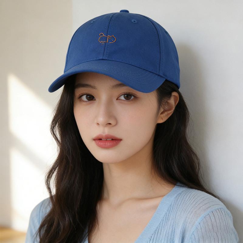 Cat Embroidered Baseball Cap With Wide Brim For Casual Spring Summer Wear