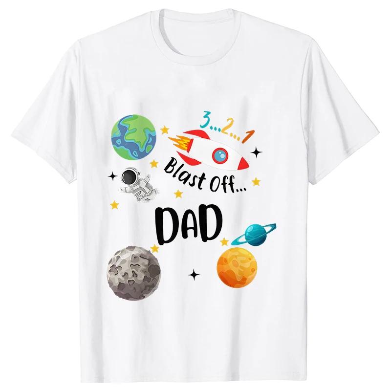 Space Birthday Shirt Planets Rocket Ship Astronaut Birthday Party Tshirts Space Birthday T-Shirt Family Suit Space Tees Clothes