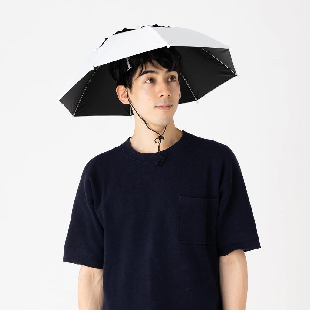 Umbrella Hat Parasol for Covering Umbrella Covering Umbrella Haha! (Hat Umbrella) Fishing, Farming, Gardening, Etc. [LIEBEN-3810] (White/Black)