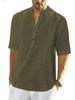 2023 Men's Mid-Sleeve Casual Linen Shirt: Comfortable European & American Style