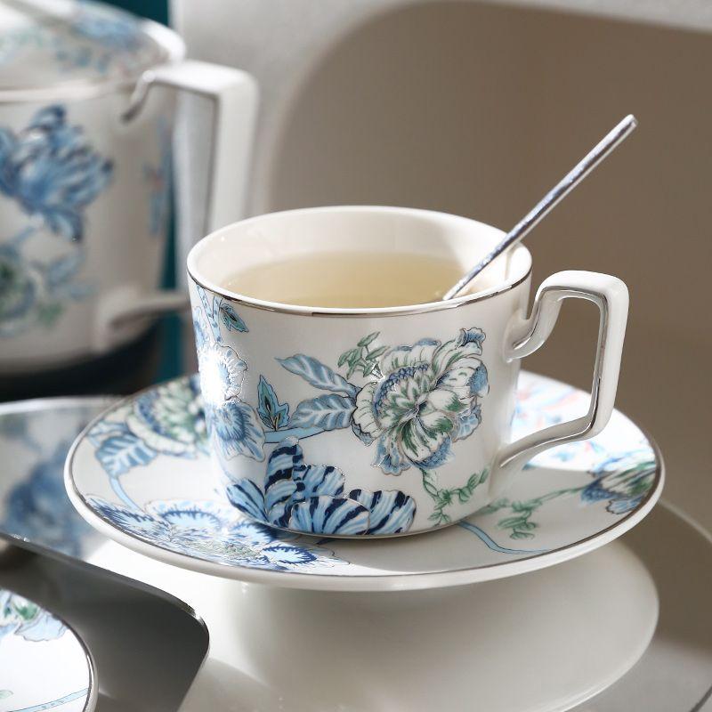 

Creative Ink Blue and White Porcelain Coffee Mug Delicate Afternoon Tea Dessert Cup Drinkware with Saucer Office Mug Couple Mug 301-400ml