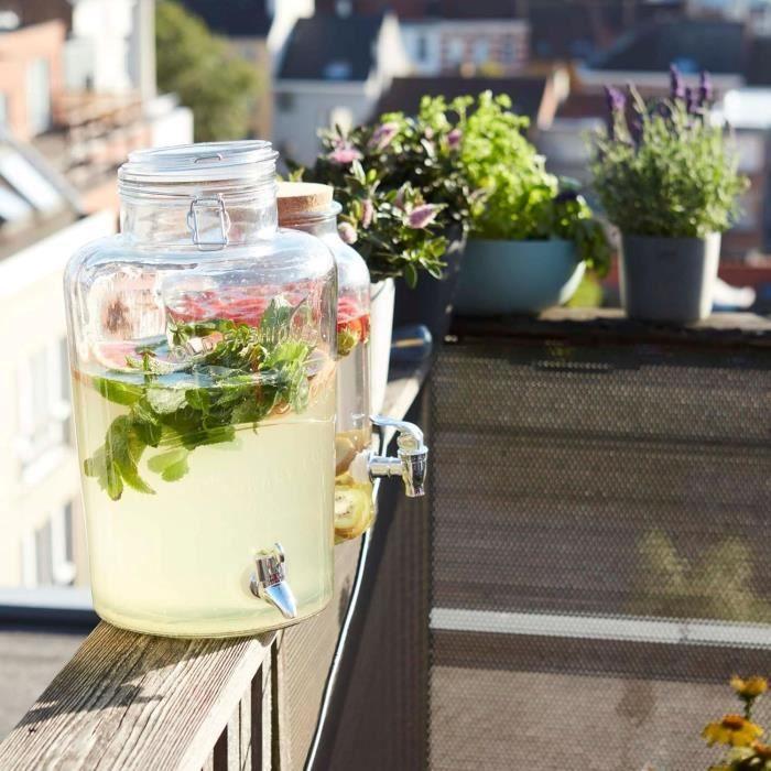 Distributeur de boisson - point-virgule - verre avec robinet - 8l - pour cocktails et thé glacé