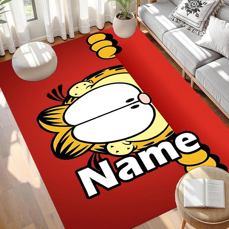 Custom Name Personalized Garfield Print Carpet, Versatile Home Decor Rug, for Playroom, Apartment, Balcony, Entryway, Hallway Gift