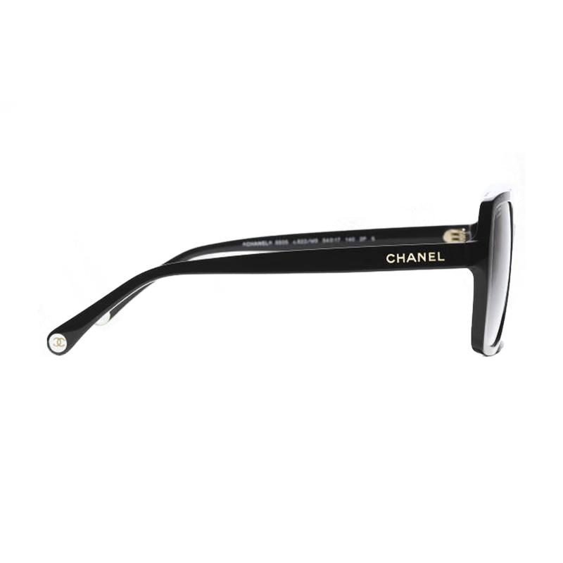 CHANEL temple logo plastic square sunglasses women's black