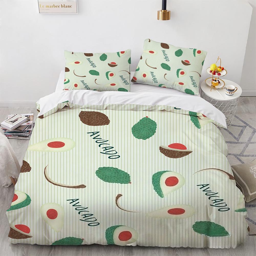 Cute Avocado Bedding Set For Girls Boys Kids Cartoon Sports Avocado Comforter Cover Set Kawaiiative Duvet Cover 2Pcs Bedclothes