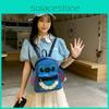 Stitch Cute Embroidered Flower Cartoon Backpack For Girls Daily Use Pu Material