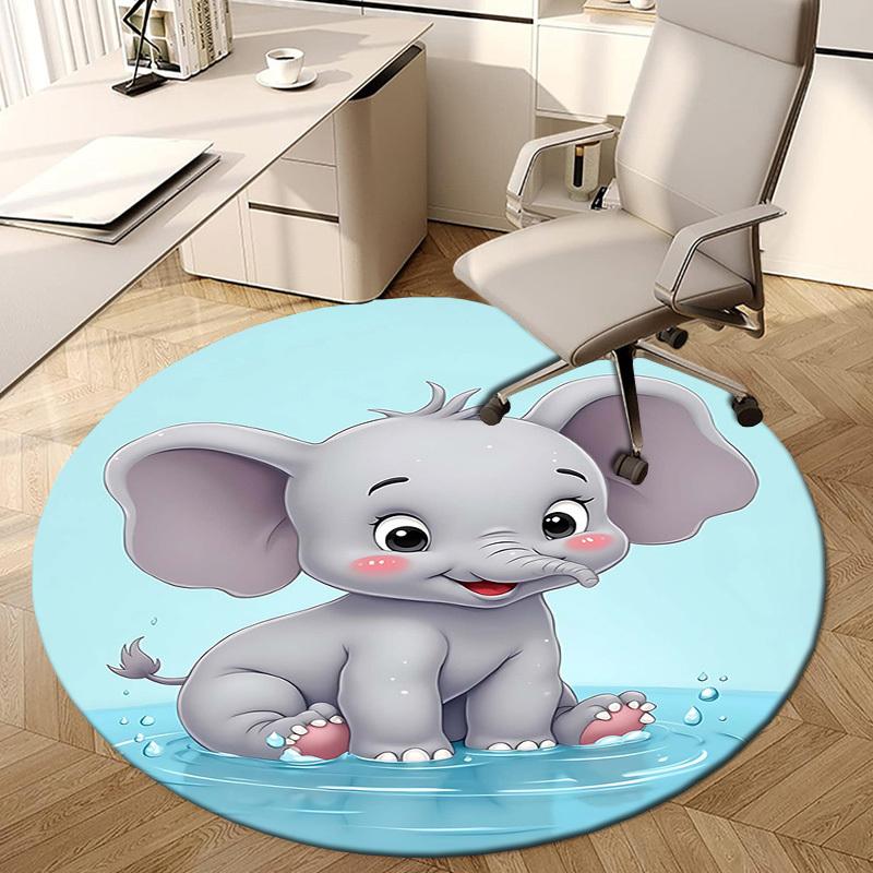 1PC Elephant Water Non-Slip Floor Round carpet, Office, family, bedroom, Large Area Rug Indoor Rugs,  Durable Polyester-Z0423