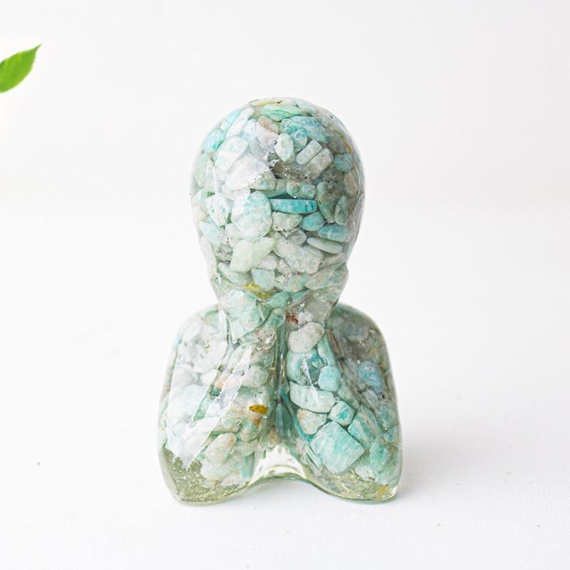 Resin Art Figurine With Natural Quartz Stone For Tabletop Office Decoration
