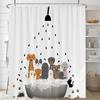 Cartoon Animal Shower Curtain Cute Cat and Dog Bath Curtain with Hooks, Waterproof Shower Curtain, Shower Curtains for Bathroom
