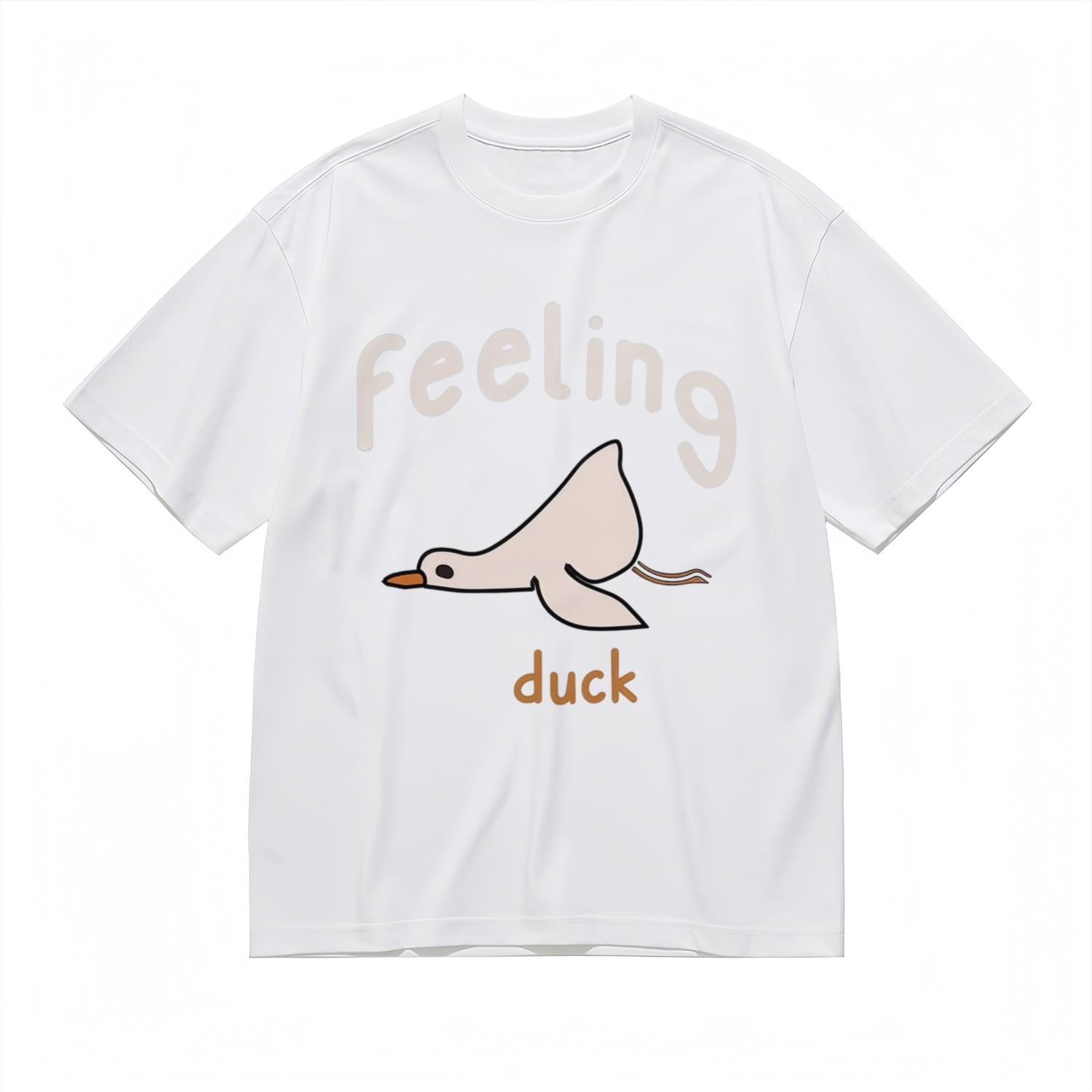 Women s Comfy All Season Breathable Classic T-Shirt Mens Womens Tees Top Duck Illustration Design Tee S