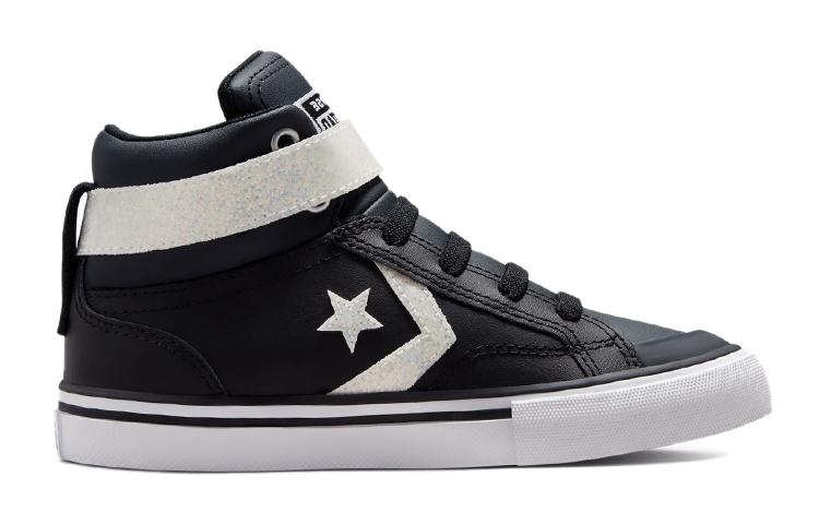 Converse Pro Blaze Strap Abrasion Resistant Abrasion Resistant High Top Kids' Skateboarding Shoes Black White 672128C