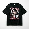 Y2k Gothic Anime Girl Print T Shirt Japanese Text Aesthetic Tee Vintage Unisexga Graphic Short Sleeve Summer Loose Casual Tshirts