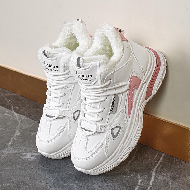 36-43 Women's Plus Size Fashionable Plus Velvet Warm Casual High Top Cotton Shoes Snow Boots Sports Women's Cotton Shoes