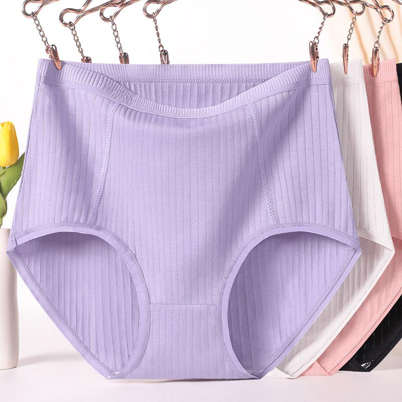 Plus Size Women's Red Middle Aged Mom Cotton High Waisted Panties