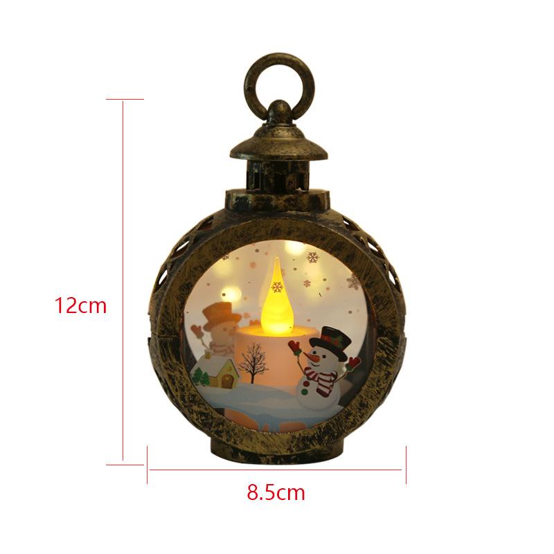 Retro Christmas Round Lantern LED Candle Light Portable Atmosphere Setting Decoration Home Desktop Ornament Circular Lighting