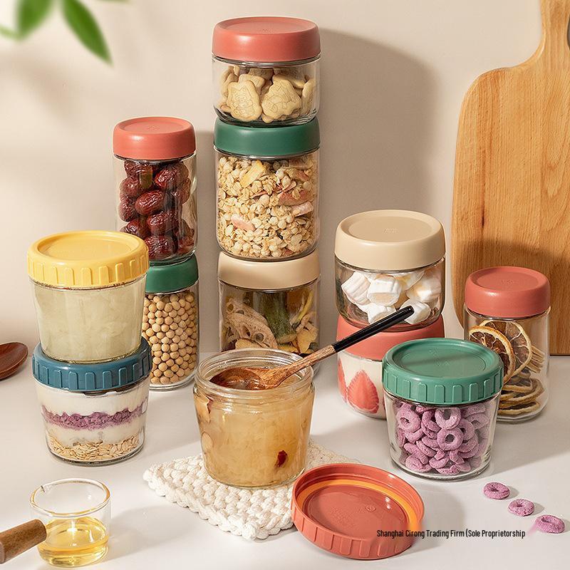 Glass Sealed Lid Container for Yogurt, Tea, Coffee, Dried Fruit, Honey, and Bird's Nest Portioning