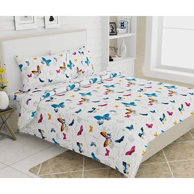Size Bedsheet for Double Bed, 1 Cotton Bed Sheet Double Bed (90x100 Inches) with 2 Pillow Covers | Bed Sheet Double Bed Cotton French Riveria (Blue)