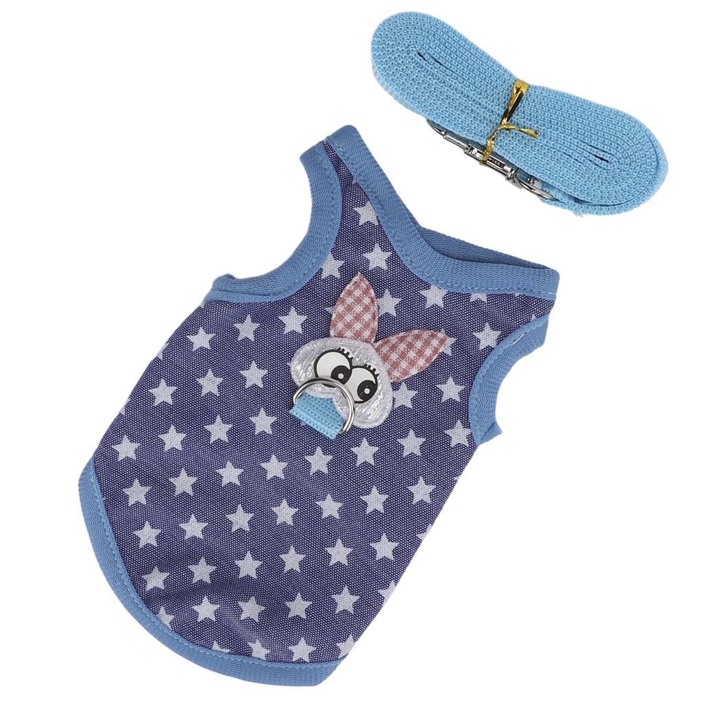 Haustierweste Leine Warm Atmungsaktiv Niedlich Kleintierkleidung Zugseil für Kaninchen Meerschweinchen KatzeM