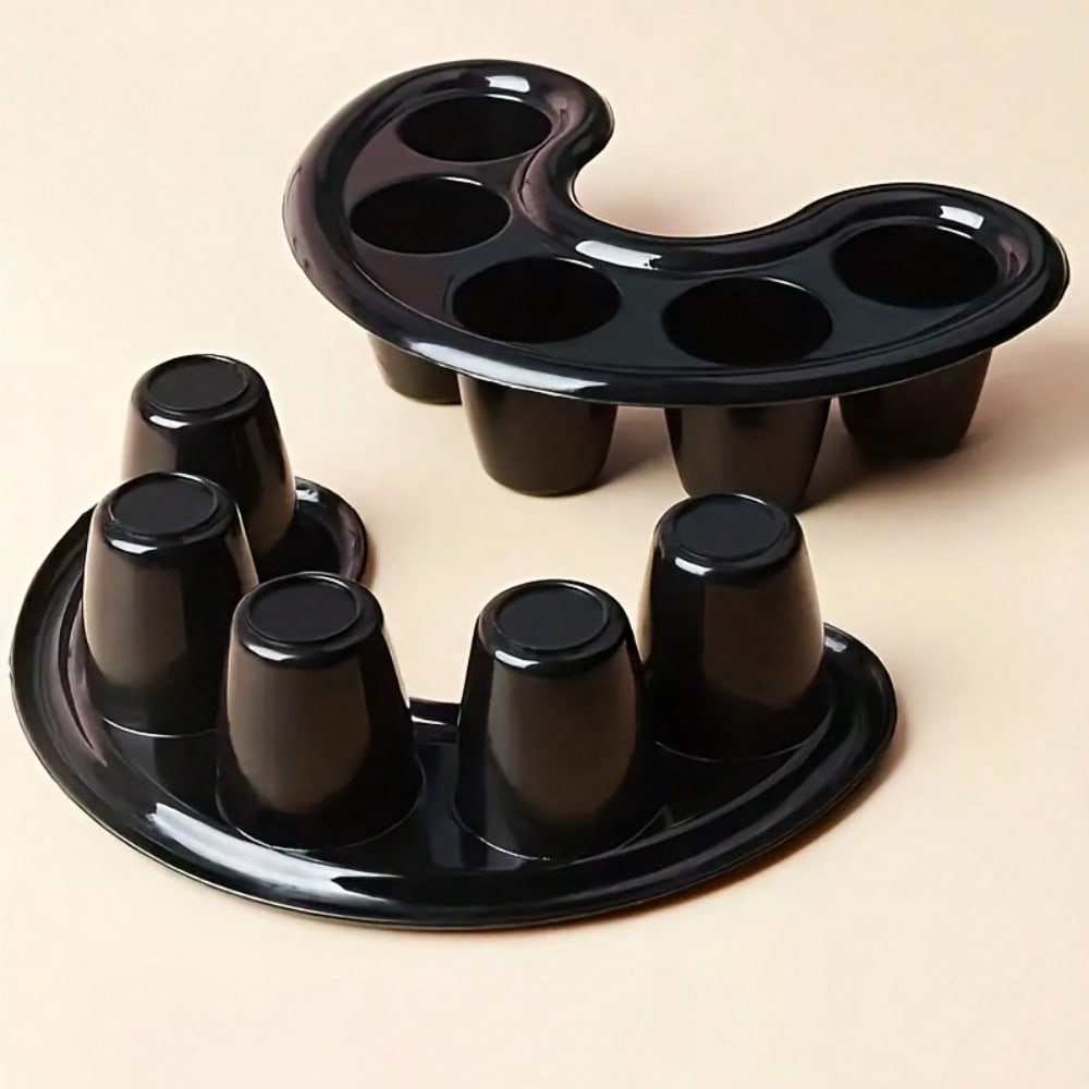 2pcs Nail Art Five Finger Soaking Bowl, Five Hole Separated Soaking Bowl, Softening Keratin Removal Tool, Professional Nail Care Tool