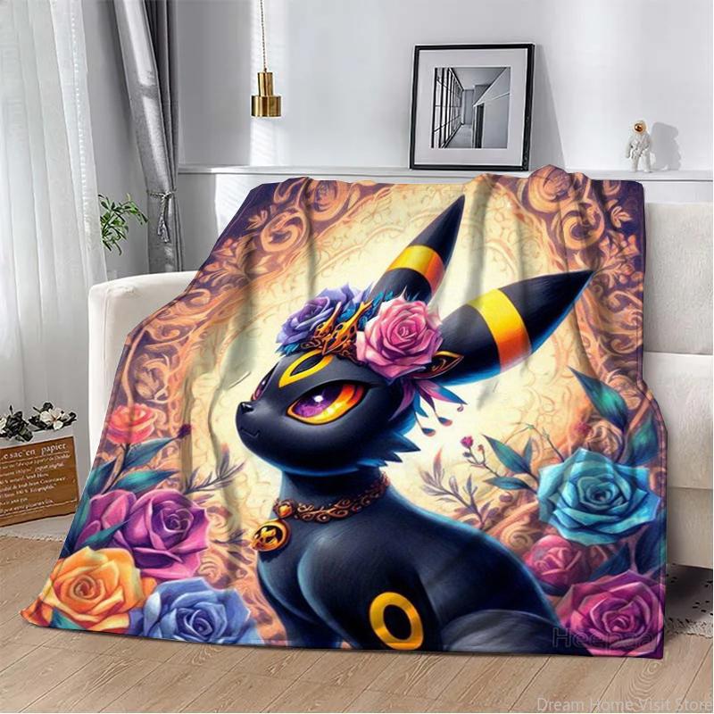Japan Anime Pokemon Cartoon Eevee Soft Blankets,Warm Throw Blanket Comfortable Blanket for Picnic Beds Sofa Home Bedroom Kids