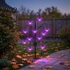 Solar Garden Lights Halloween Tree Stump Light, Powered Stake Twinkling Light Yard Stakes with Ghost Pumpkin Cat Ornaments, Vintage Glowing