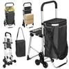 Chariot de courses 3-en-1 Pliable avec Siège Capacité 40L Gris Foncé
