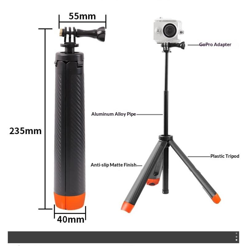 Statyw selfie kij selfie do kamery sportowej Pływający selfie stick Pomarańczowy ABS Wodoodporny Szeroko kompatybilny Dla Action 5 Pro 4 3