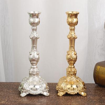 Baroque Style Classical Relief Sculpture Metal Candle Holder Home Decor Living Room Desktop Fireplace Candlestick Ornaments