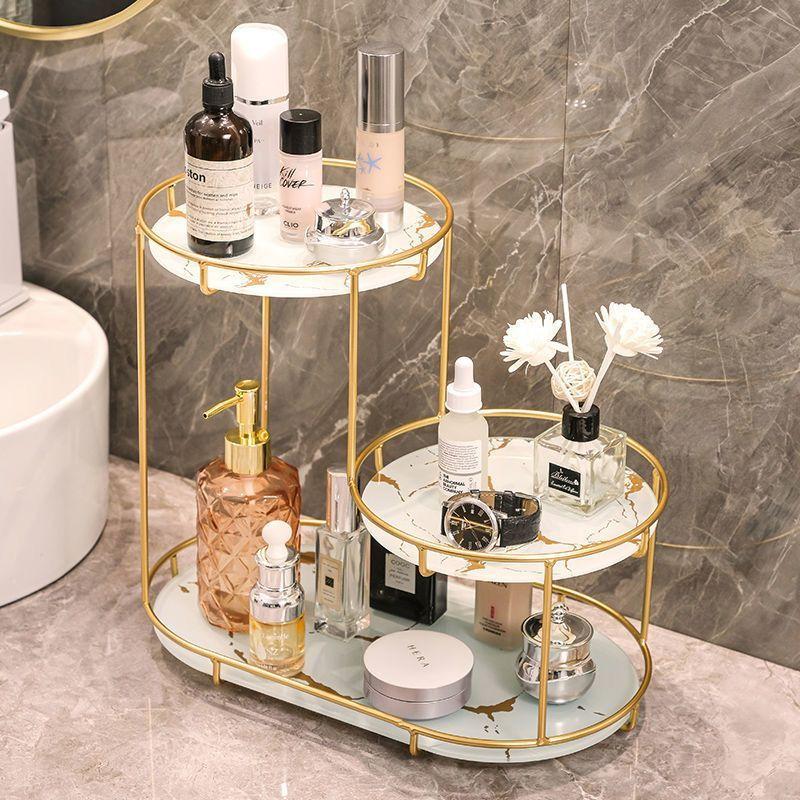UV Plate Iron Frame Storage Rack Decoration Dressing Table Women's Skincare Cosmetics Holder Bathroom Makeup Toiletries Stand