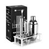 Stainless Steel Cocktail Shaker Set Bartender Kit Plastic Rack
