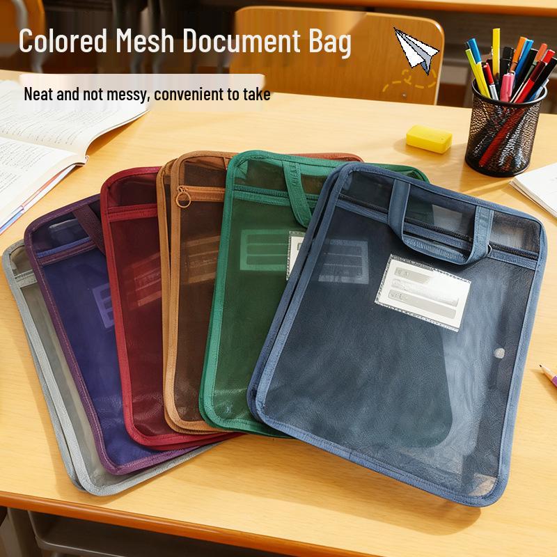 L-Shaped Mesh Student Organizer Bag with Thick Zipper фиолетовый