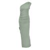 Ladies' Fashionable Solid Color Single Shoulder Sleeveless Pleated Slit Dress With Temperament