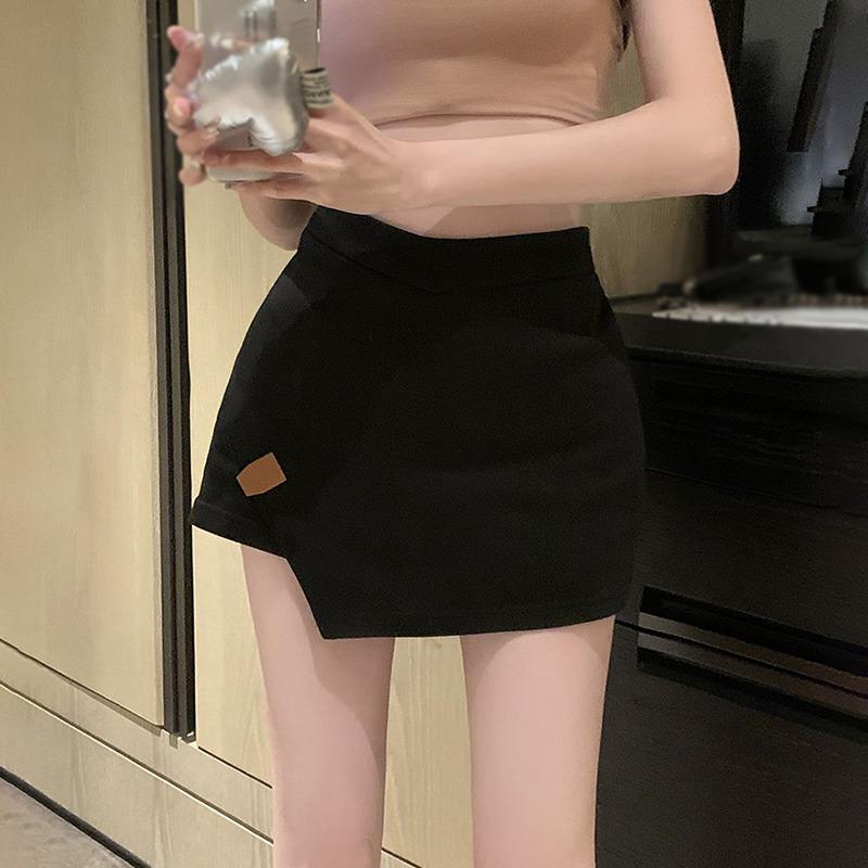 

Юбки для женщин с боковыми разрезами, универсальные, с необычным дизайном, однотонные короткие юбки L