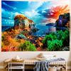 Delur Forest Pathway Tapestry Sunset Tropical Rainforest Nature Tree Tapestry Wall Hanging Sunrise Scenic Natural Green Landscap