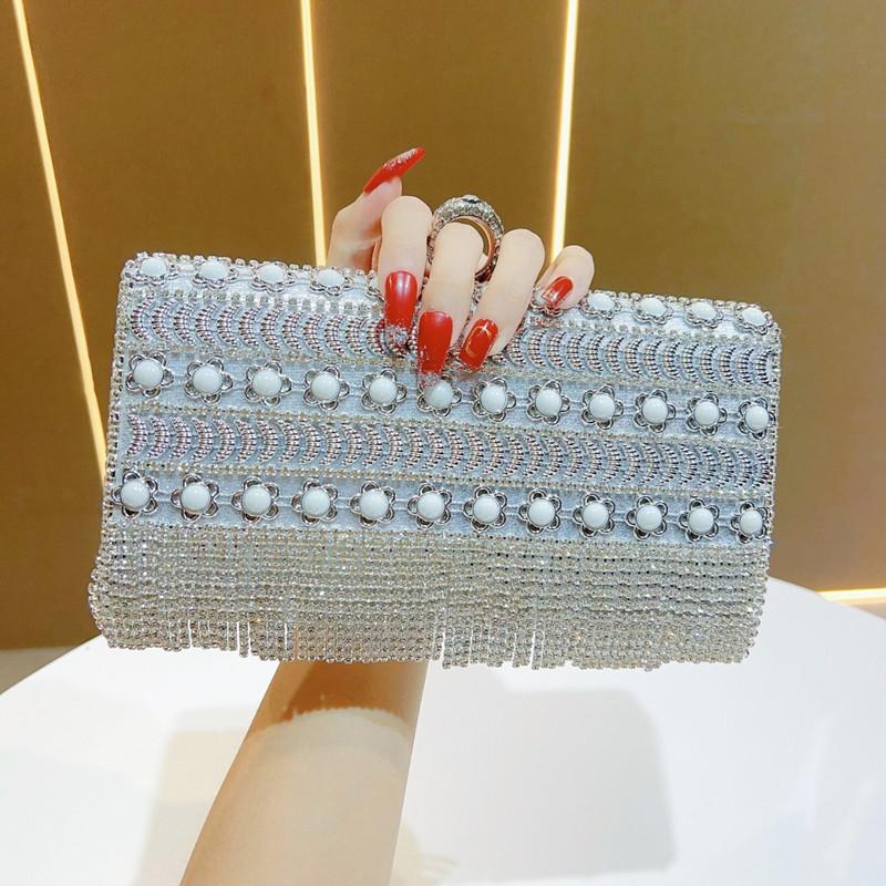 

2025 Luxury Sequin Tassel Diamonds Colorful Bead Evening Clutch Bag Women Glitter Rhinestone Handbag High end Party Shoulder Bag