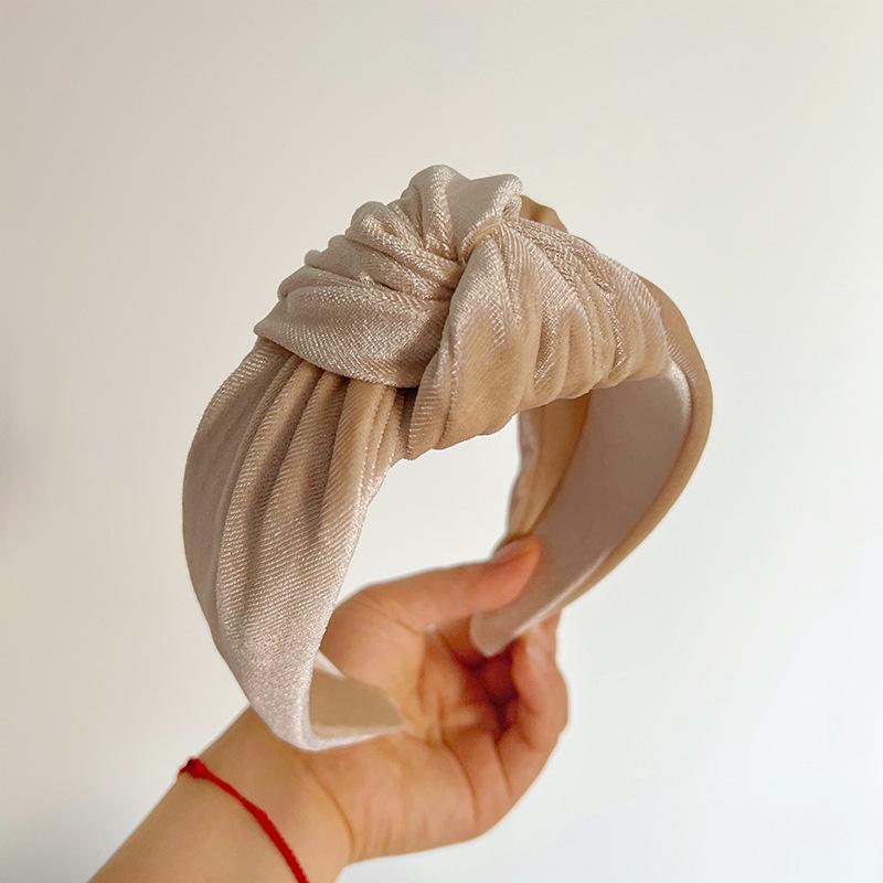 Autumn Winter Women Wide Headbands Soft Velvet Fabric Knotted Hairbands for Ladies Casual Shopping Hair Hoop Accessories