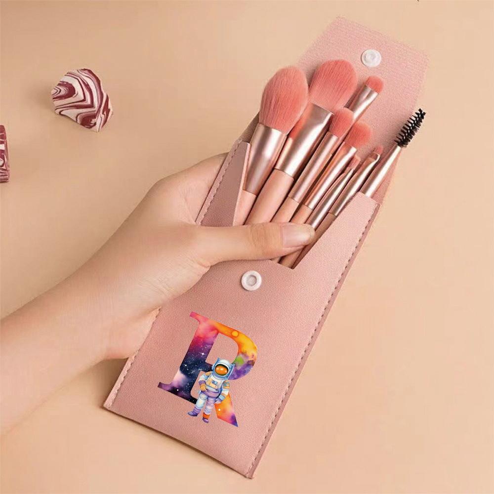 Premium Makeup Brushes Kit 8 Pieces Portable Blush Concealer Eyeshadow Brushes Synthetic Bristles Astronaut Letter Pattern